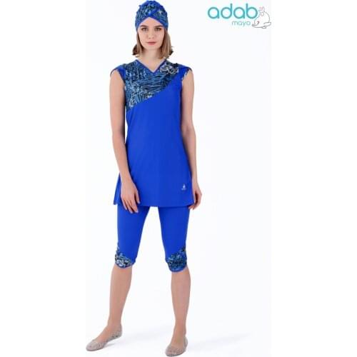 TUGBA muslim swimwear Women Modest Patchwork Hijab Short-Sleeve Sports Jersey Islamic Burkinis Wear