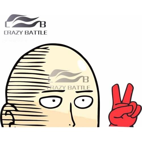 Crazy Battle 13 x 10.3cm One Punch Man PEEKING Camper Car Stickers Fashion Occlusion Scratch Car Styling JDM Accessories Decal