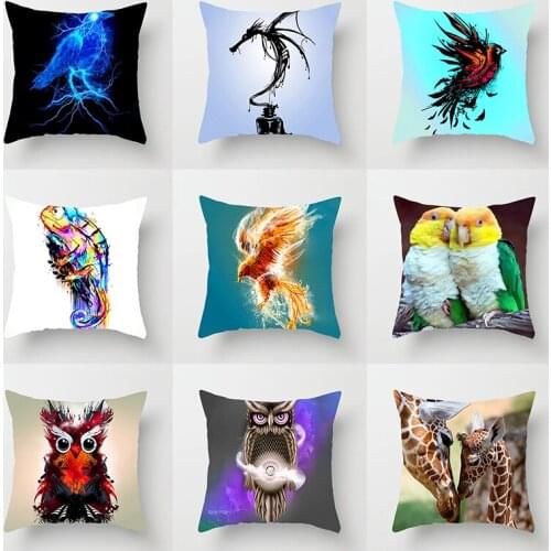 Euro Style Home Decor Cushion Cover 45x45cm Birds iger giraffe hummingbird Throw Pillow for sofa pillow case for car Home Decor