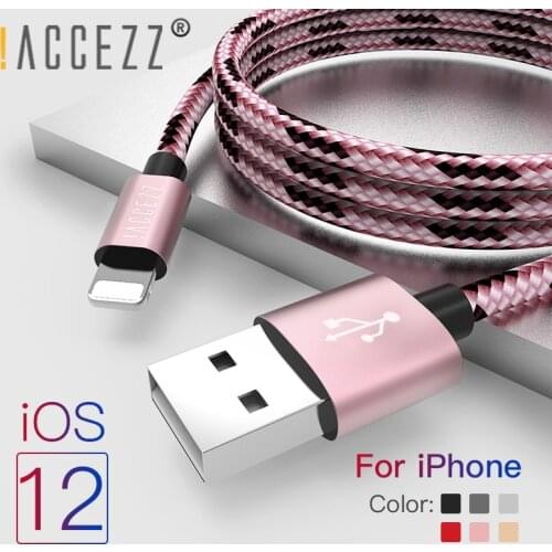 !ACCEZZ Nylon USB Cable For Apple Fast Charging Data Sync Cord For iPhone X 7 6 8 5 Plus XR XS MAX Mobile Phone Charger Cables