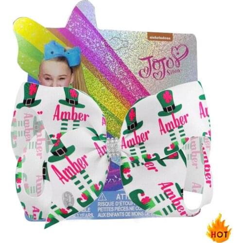 NEW 8inch Large Bows Painted Hairpin set St Patricks Day Bowknot Ribbon Hair Bows With Clip Kids Hair Accessories 6PCS