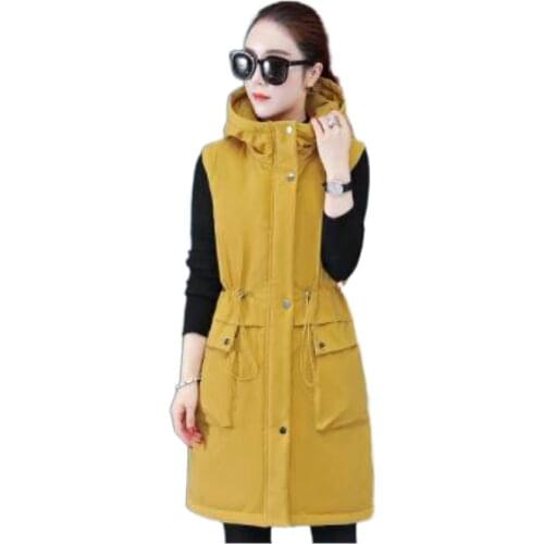Autumn Winter Cotton Coats Vest Thick Women Ladies Casual Waistcoat Female Sleeveless Long Vest Jacket Slim Fit Warm Puffer Coat