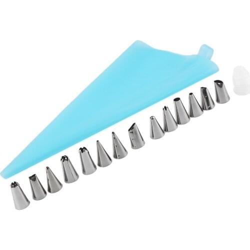 Practical 16Pcs/set DIY 31cm Length Silicone Ice Piping Cream Pastry Bag Cake Decorating Squeeze Cream Cake Baking Tools