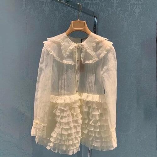 Early spring 2021 new temperament celebrity perspective dress French Hepburn doll collar dress Fairy Dress