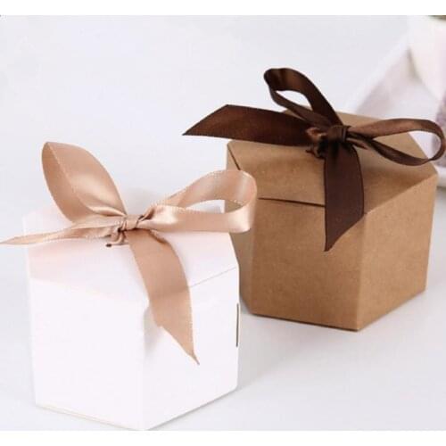 Kraft Paper Hexagon Cardboard Box Candy Box DIY Biscuit Favor Gifts Boxes Baby Shower For Birthday Wedding Christmas Party