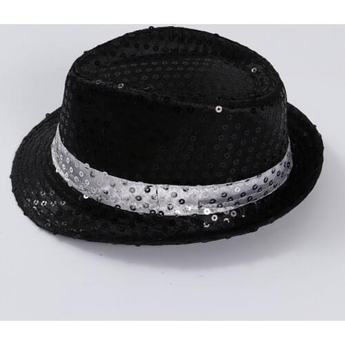 Shiny Sequins Jazz Hat Stage Dance Performance Fedoras Kids Adult Cosplay Party Hats Fashion Patchwork Hip Hop Magic Cap Fedoras