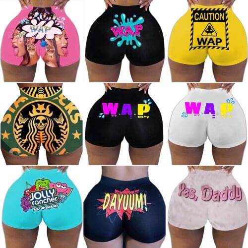 Plus Size Sexy Women Shorts Womens Summer Clothing Candy Snack Wap Graphic High Waist Biker Booty Shorts Wholesale Cheap Stuff