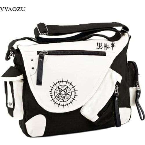 New Fashion Hot Anime Black Butler Kuroshitsuji Cosplay Shoulder Bag PU+Canvas Crossbody Bags Schoolbags Messenger Bag