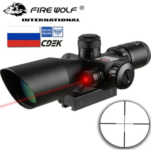 2.5-10X40 Riflescope Illuminated Tactical Riflescope with Red Laser Scope Hunting Scope