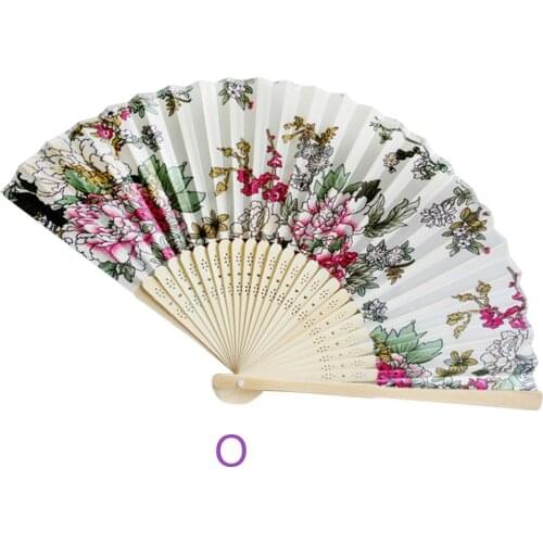 Traditional Chinese Vintage Bamboo Folding Hand Held Flower Fan Chinese Dance Party Pocket Gifts for Wedding Hand Fans Decor