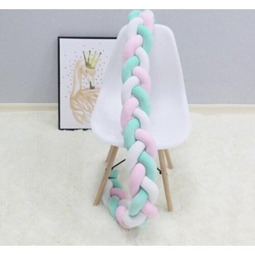 3M Length toddler room decor Pure Weaving Plush Knot baby bed bumper cot bedding baby crib protector