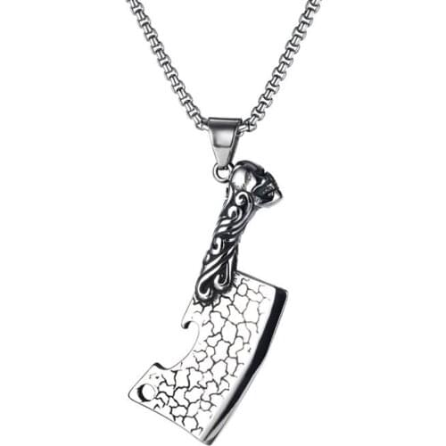 Stainless Steel Vintage Punk Rock Hip Hop Kitchen Knife Pendant Necklace Fashion Jewelry Gift For Him with Chain