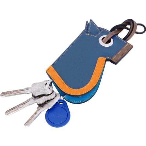 Real Leather Chains Vintage Calfskin Animal Horse Head Keyring Women Charm Bag Holder Pendant Luxury Gift Accessories Keychain