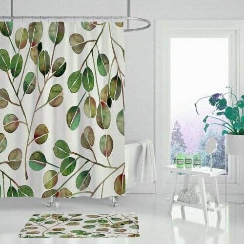 Forest shower curtain green plants tree landscape shower curtain with hook bathroom waterproof landscape