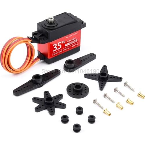 Waterproof 35kg Coreless Servo 180 / 270 Degree Large Torque Digital Aluminium Metal Gears 25T Arm For RC Car