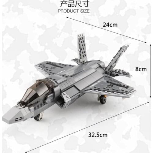 High-Tech MOC Military Series 06026 F35 Fighter Modular Brick Kids Educational Toy Building Blocks Childrens Day Gift