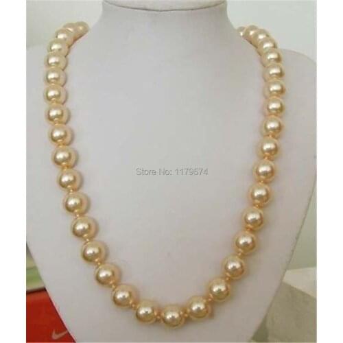 Among the long 8mm South Sea Golden all-match girl Shell Pearl Necklace 24 inch beads fashion jewelry making design AAA YS0286