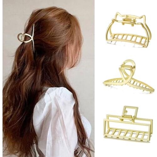 2021 Women Girls Geometric Hair Claw Clamps Hair Crab Moon Shape Hair Clip Claws Solid Color Accessories Hairpin