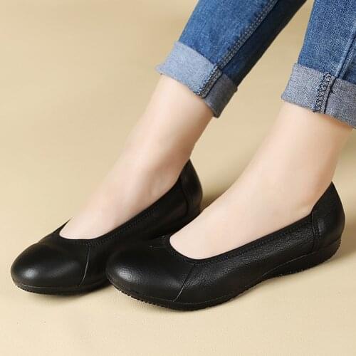 ZZPOHE 2021 spring soft bottom comfortable women shoes flat round head casual women shoes work black shoes size35 39 40 41 42 43