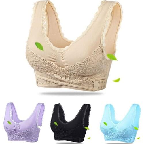 3XL Plus Sexy Lace Solid Cross Side Buckle Bra Bra Wireless Push Up Bra Womens Underwear Sleep Underwear Lingerie