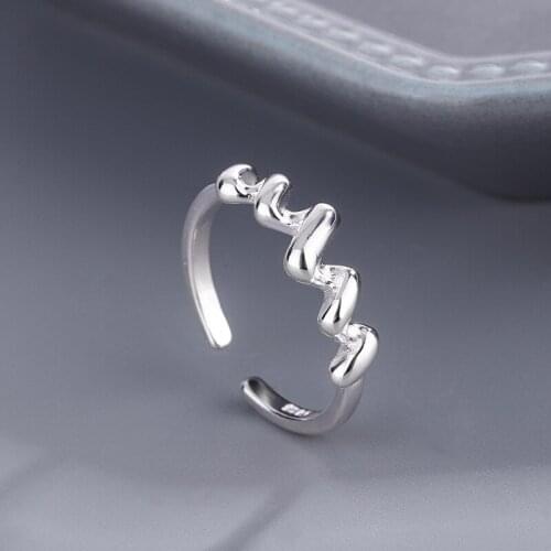 VENTFILLE 925 Sterling Silver Finger Rings Simple Thin Line Curve Wave Wild Smooth Woman Girl Ring Striped Jewelry