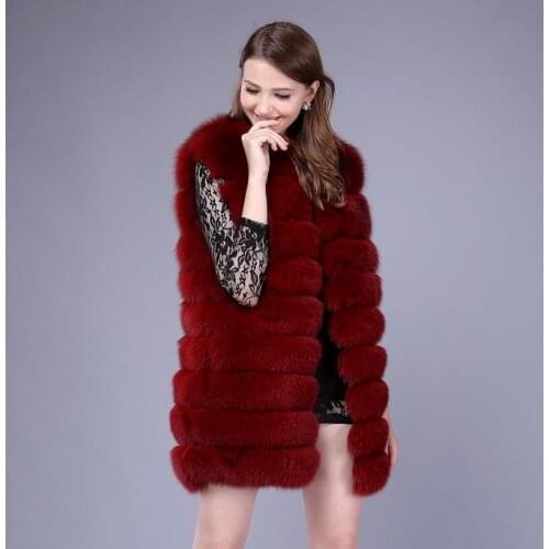 Genuine fox fur coat womens nature Sfox fur Vest Striped Real Fur Coats