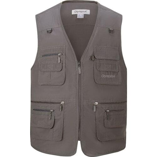 Middle-aged elderly vest Casual Loose outdoor Waistcoat multi-pocket fishing Sleeveless Jacket Cotton Coat overalls wholesale