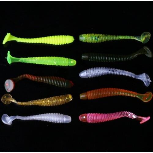 10Pcs/pack Soft T Tail Fishing Lures 0.6G 5CM Grub Worm Swimbaits Artificial Silicone Baits Pesca Fishing Tackles Jig Bait