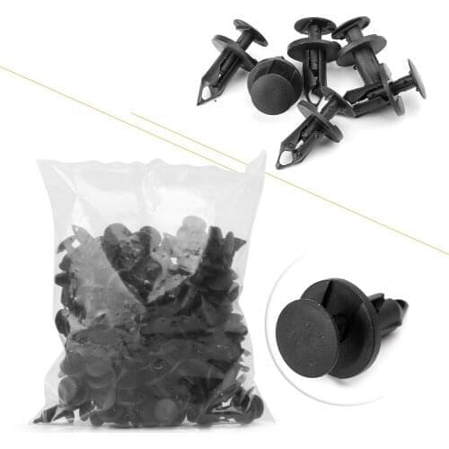 100Pcs/Pack 8mm Blcak Hole Rivets Fastener Push Clips for Cars Auto Fender Universal Car AccessoriesPlastic