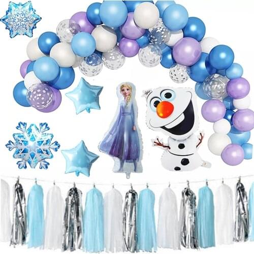 122pc/lot Disney Frozen Elsa Princess Ballon Birthday Party Decorations Baby Shower Party Decorations Supplies Set Kids Toys