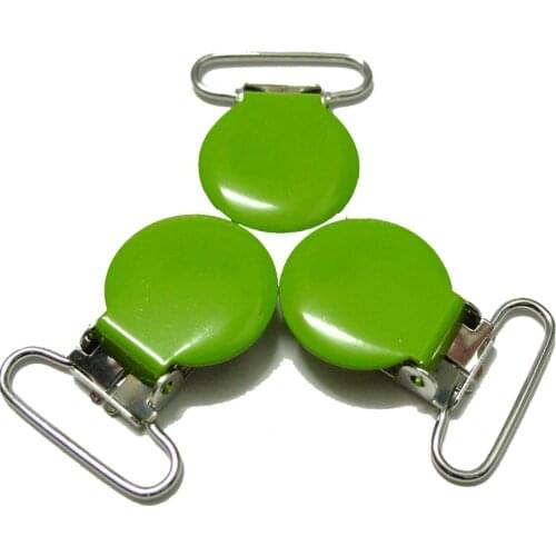 25pcs 1'' 25mm #22 Lime Green Colored Enamel Round Shaped Suspender Clips