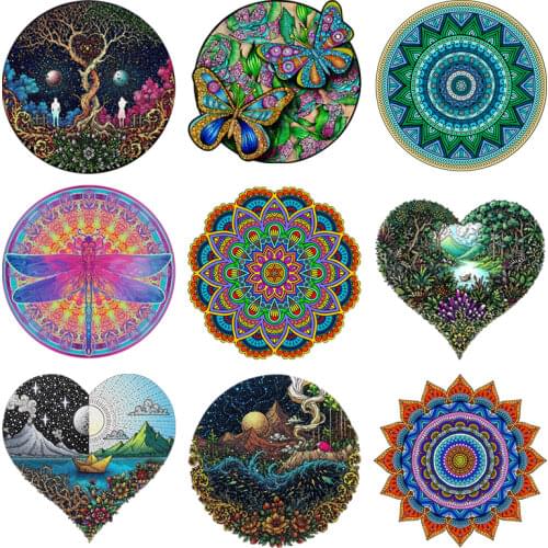 3D Wooden Puzzles Butterfly Mandala Unique Wooden Jigsaw Puzzles Games For Kids Adults Educational Toys DIY Wood Crafts Gifts