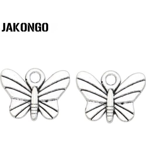 40pcs Antique Silver Plated Insect Butterfly Charms Beads Pendants for Jewelry Making DIY Handmade 12x15mm