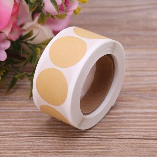500pcs 1 Inch Roll Vintage Blank Kraft Paper Adhesive Labels Coding Dot Sealing Sticker Packing Tags Gift Baking Scrapbook Party