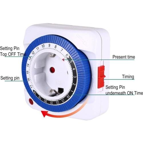 24 Hours Timer Mechanical Charging Motor Car Mobile Phone Automatic Power Off Socket Household Smart Timing Switch Socket