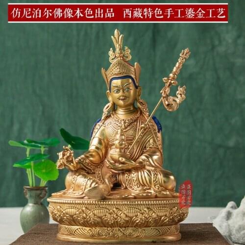 Asia Nepal Tibet HOME temple High grade Buddha statue bless safe healty luck Gilding Padmasambhava Guru Rinpoche buddha statue