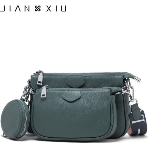 JIANXIU Brand Genuine Leather Luxury Handbags Women Bags Designer Messenger Bags 2020 Small Shoulder Crossbody Bag 3 Color Purse