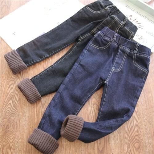 Children girl winter jeans thick warm velvet stretch jeans pants kids girls trousers casual pant