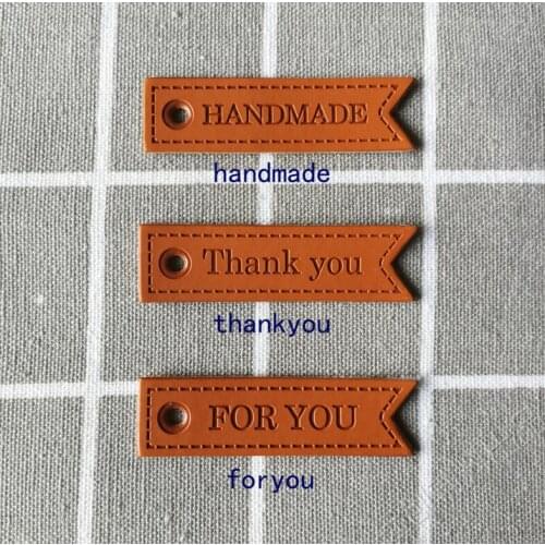 Handmade PU Leather Tags On Clothes Garment Embossed Labels For Jeans Bags Shoes Apparel Sewing Accessories 20pcs/lot