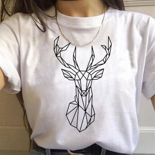Geometric fox Print Women tshirt Casual Funny t shirt Gift Lady Yong Girl Top Tee Harajuku T Shirt Korean Tops Kawaii Streetwear