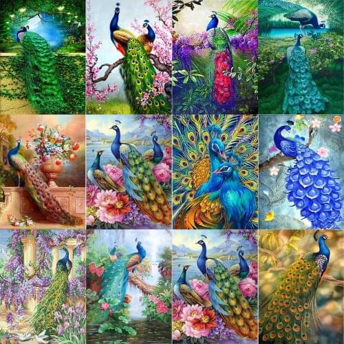 Painting 5D DIY Diamond Wall Sticker Peacock Art Pictures Full Square Drill Cross Stitch Beadwork Embroidery Home Animal Decor