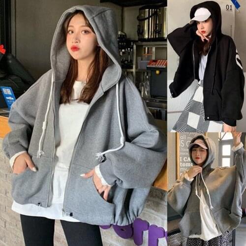 Korean version loose thin long-sleeved hooded sun protection coat solid color retro shirt student girl top
