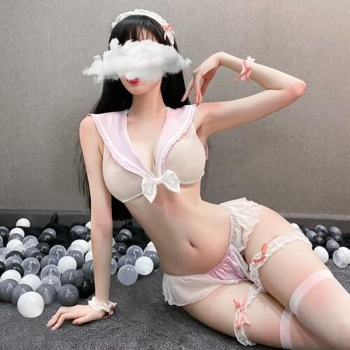 Sailor Crop Tops Sexy Lingerie Set Cosplay Costume Women Japanese Sexy High School Uniforms Temptation Erotic Student JK Suit