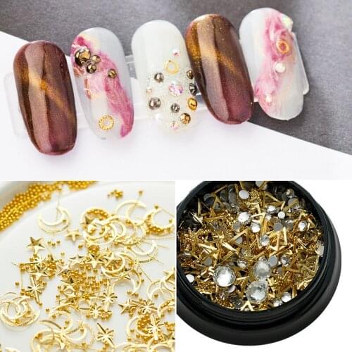 Colorful 3D Nails Rhinestones Acrylic DIY Nail Art Decoration Tips Alloy Rivets Jewelry Manicure Accessories Supplies