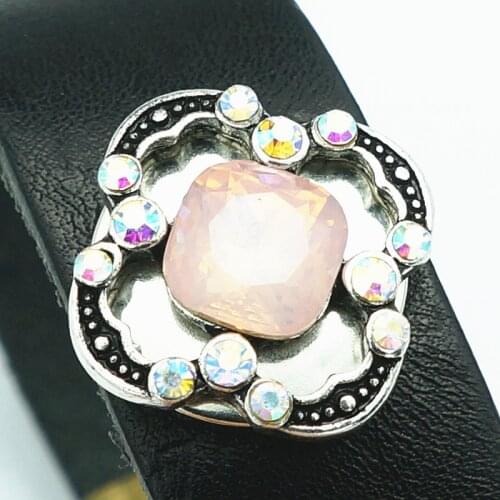 Fashion beauty Rhinestone Hollow Square 20MM metal snap buttons fit DIY 18mm snap jewelry wholesale KZ1528
