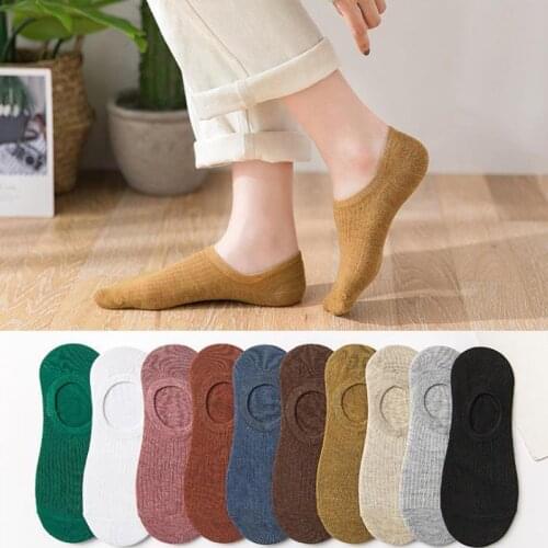 1 Pairs Cotton Women Sock Silicone non-slip Invisible Socks Spring Summer Solid Color Ankle Boat Girls Fashion Thin Socks Lady