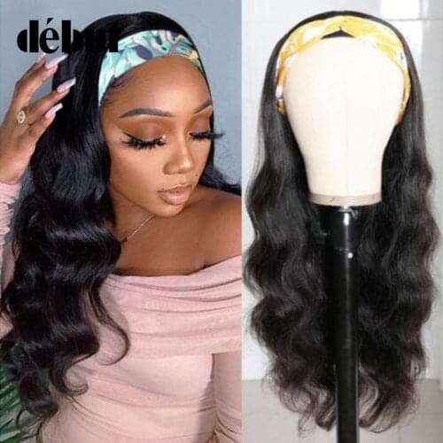 Debut Non Lace Human Hair Wigs Brazilian Body Wave Wigs For Black Women 20Inchese glueless Natural Black Cheap Human Hair Wigs