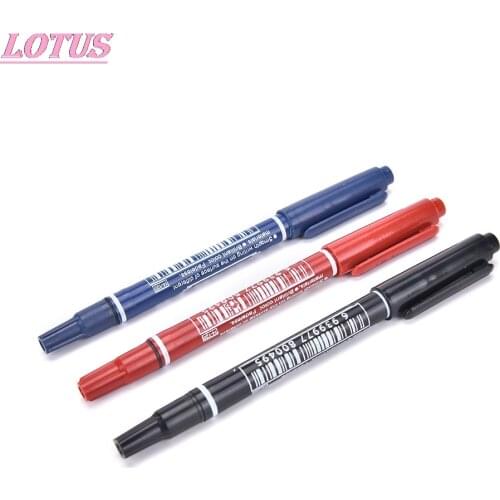 Permanent 3-color paint marker Double tip Double-ended hook cord for CD DVD media disc Quick-drying writing pen 1pc