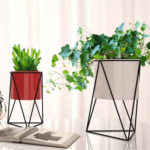 Durable Geometric Metal Flower Pot Stand Indoor Garden Plant Holder Display Planter Iron Flower Stand Gardening Supplies S/L