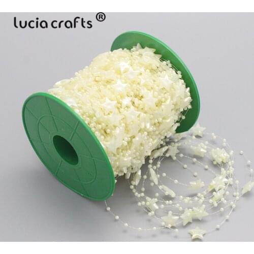 Lucia Crafts 5m/lot 15mm ABS Ivory/White Star Imitation Pearls Flatback Trim Beads DIY Wedding Home Decoration Supply C0404